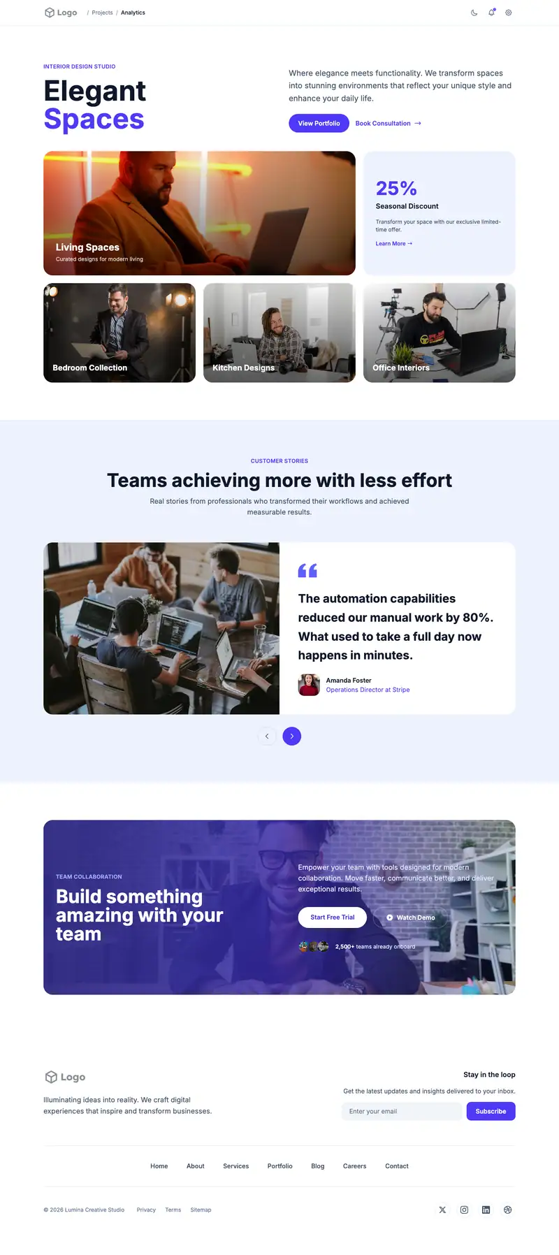 Content Creator website template preview