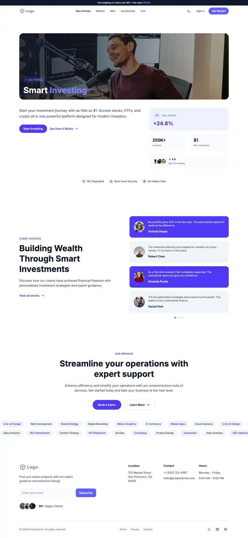 Podcast Host website template preview