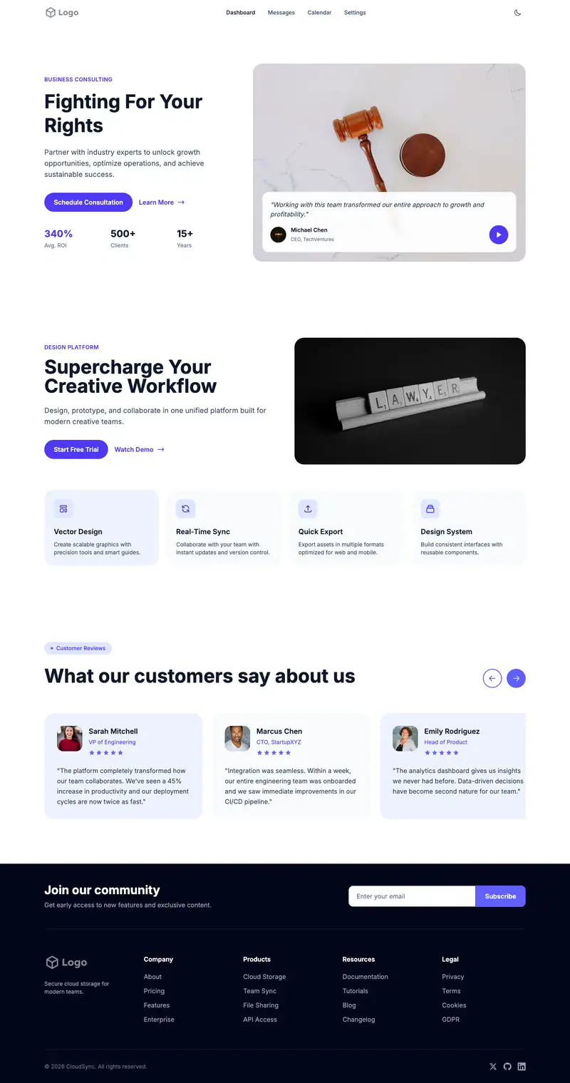Personal Injury Lawyer website template preview
