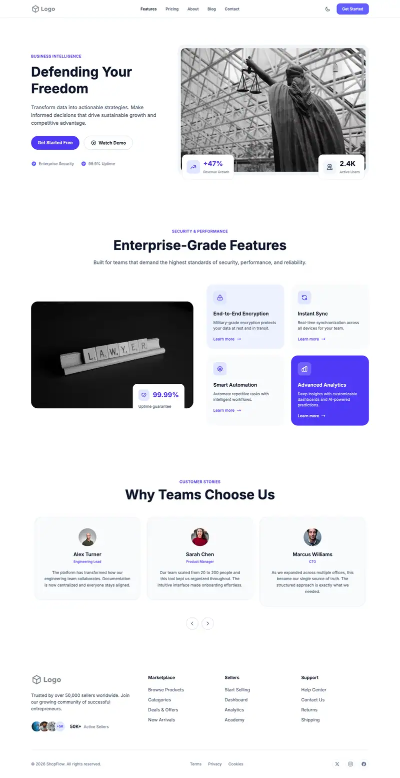 Criminal Defense Attorney website template preview