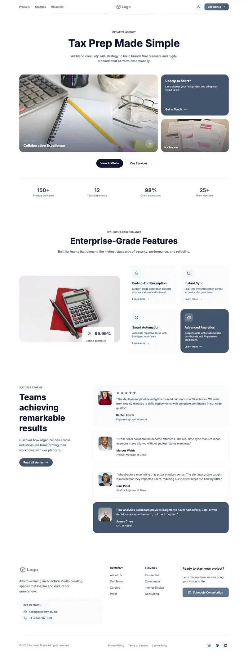 Tax Preparation website template preview