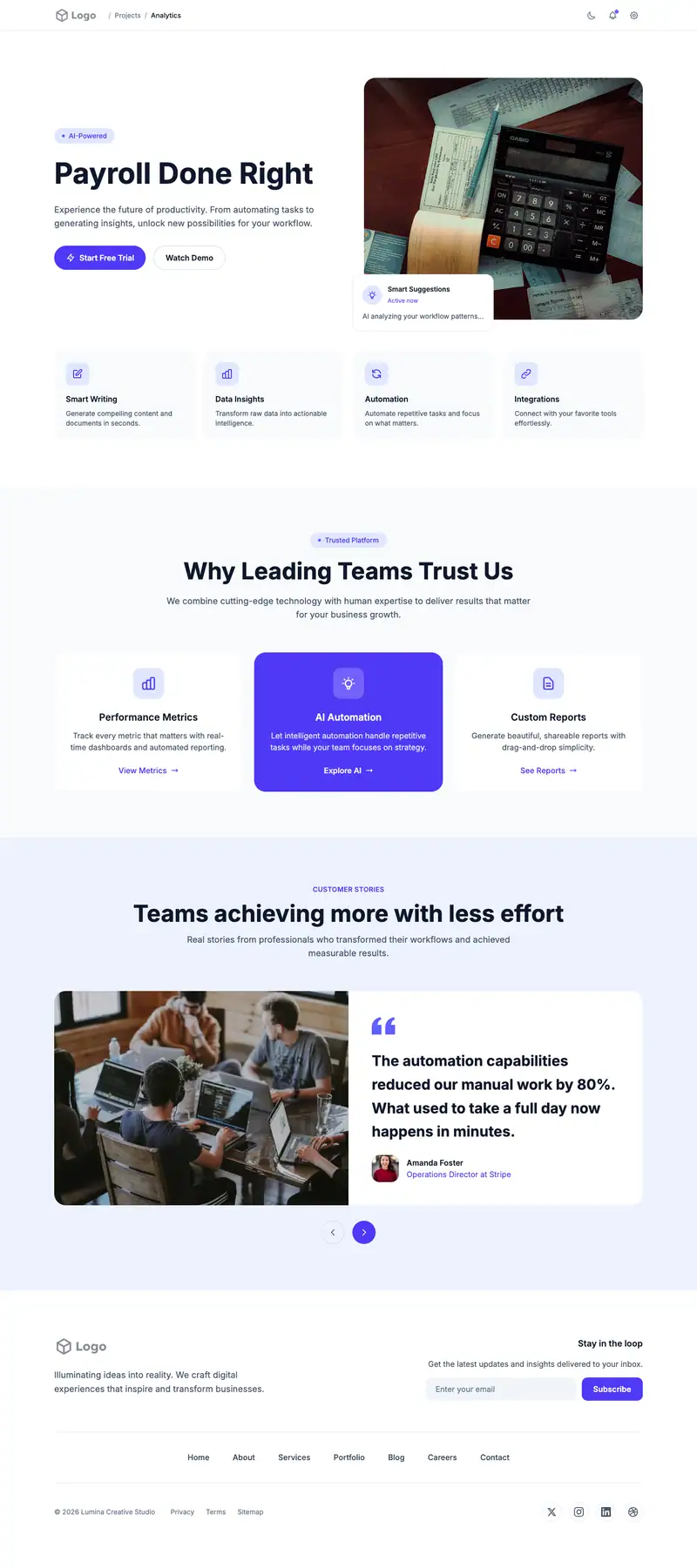 Payroll Service website template preview