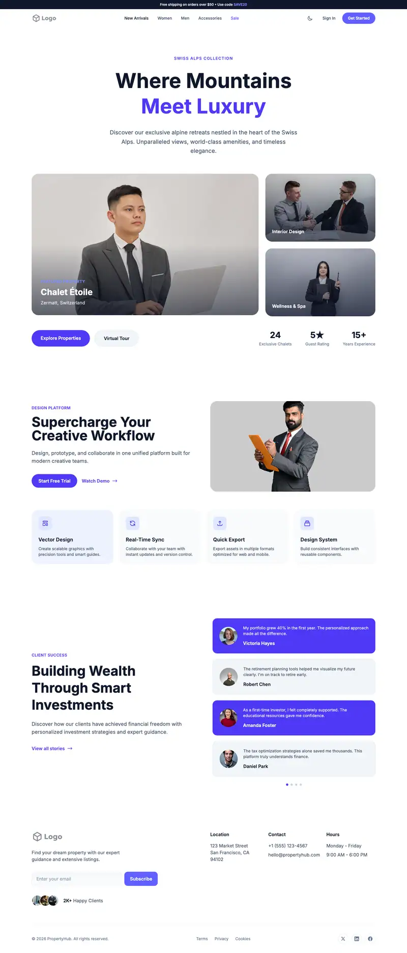 Financial Advisor website template preview
