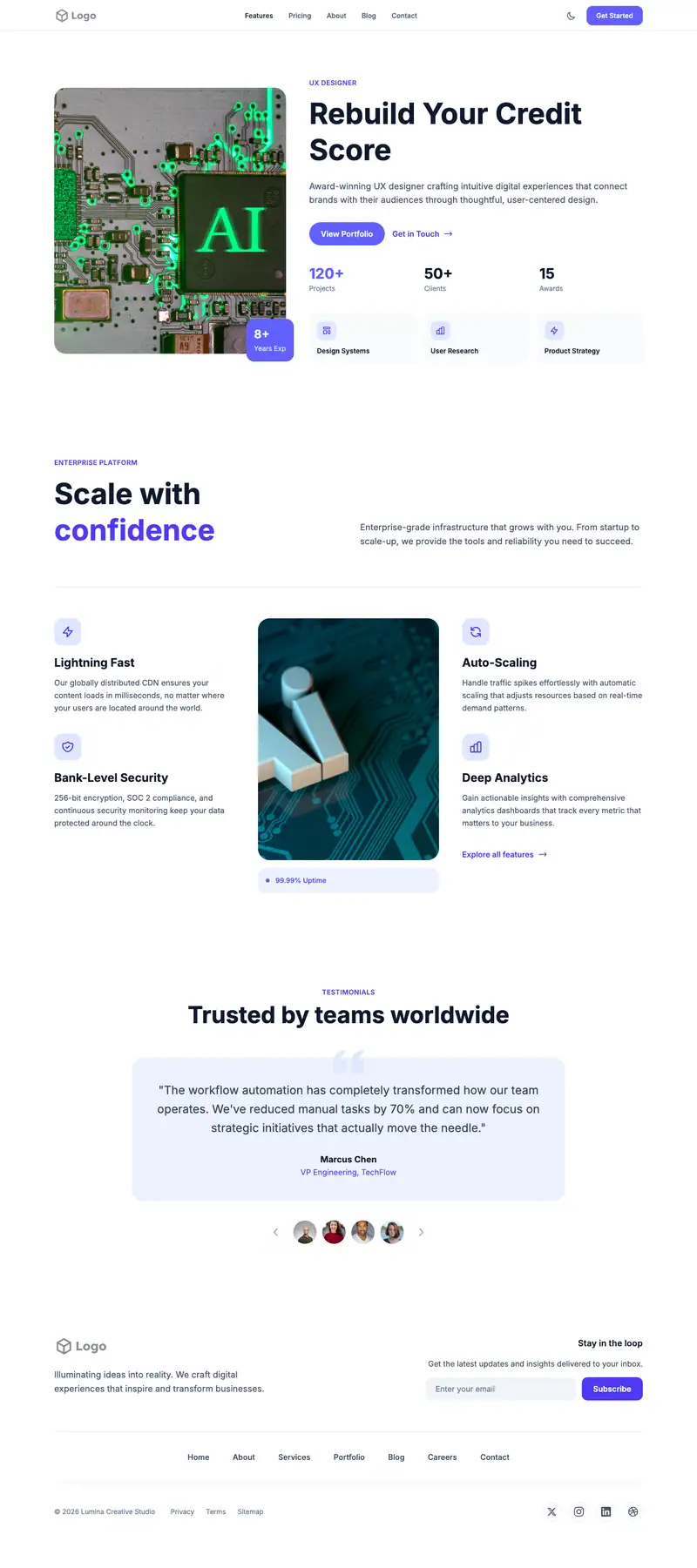Credit Repair website template preview