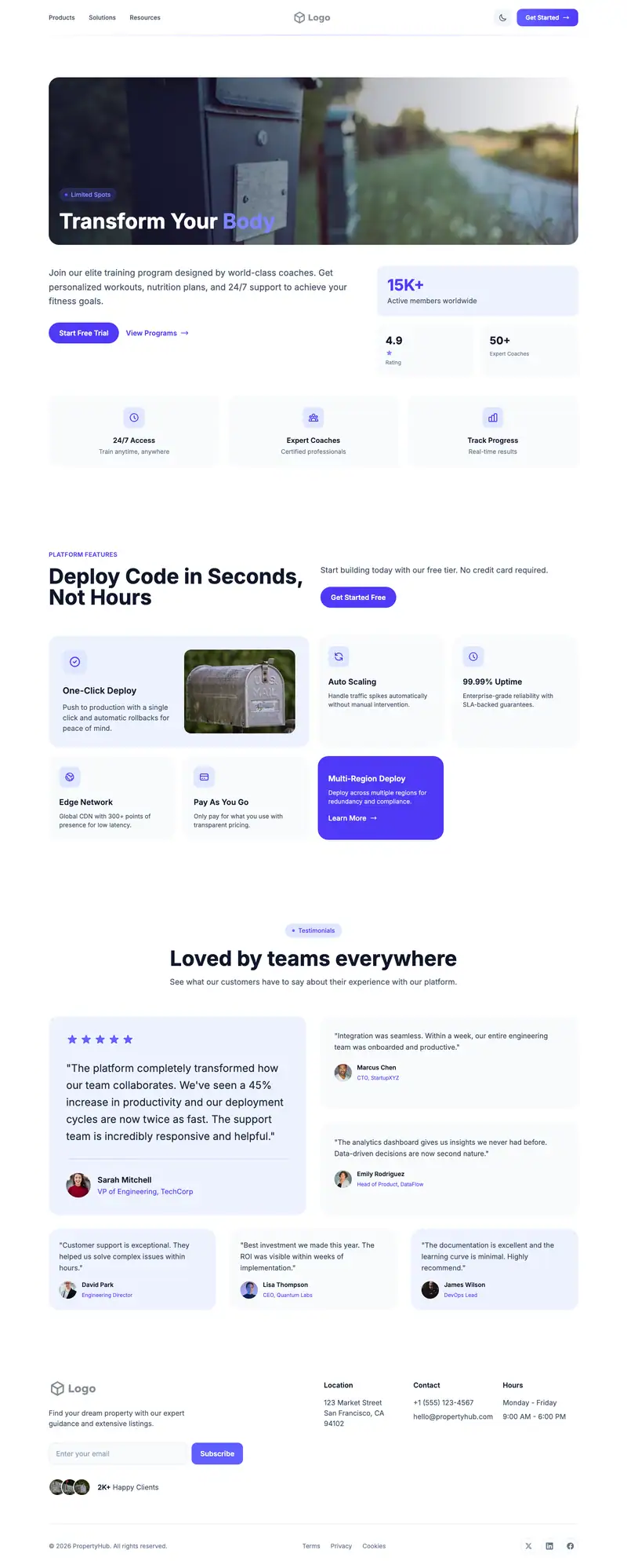 Shipping Mailbox Store website template preview