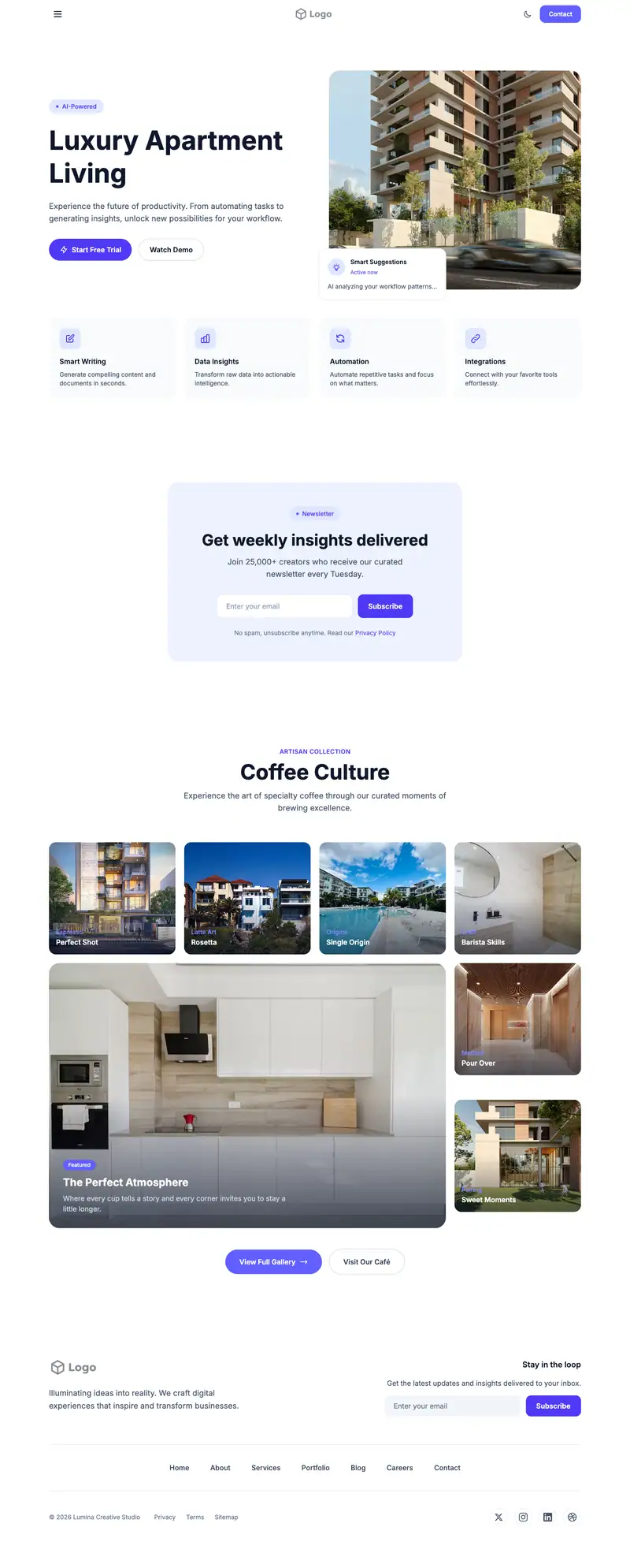 Luxury Apartment website template preview