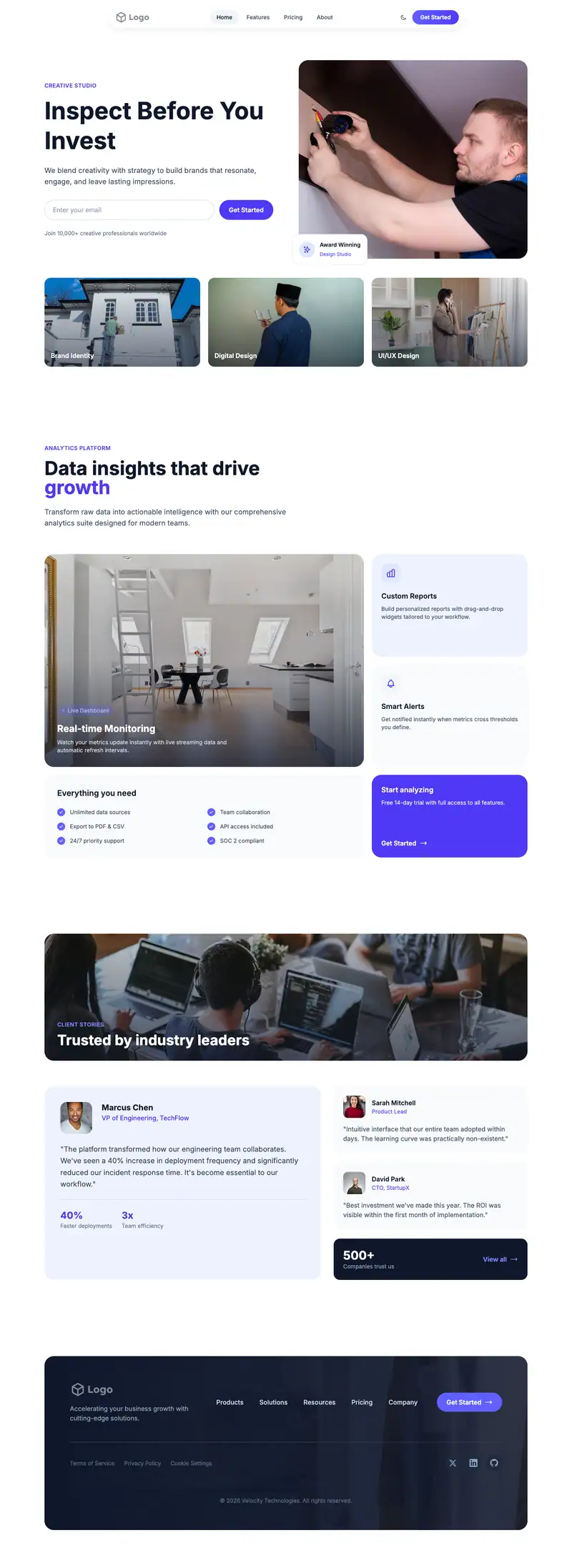 Home Inspection website template preview