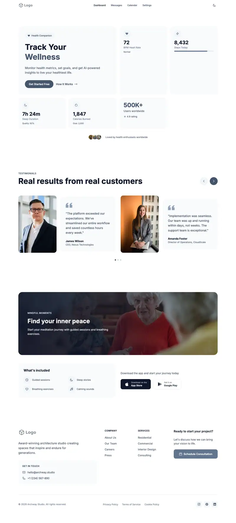 Independent Living website template preview