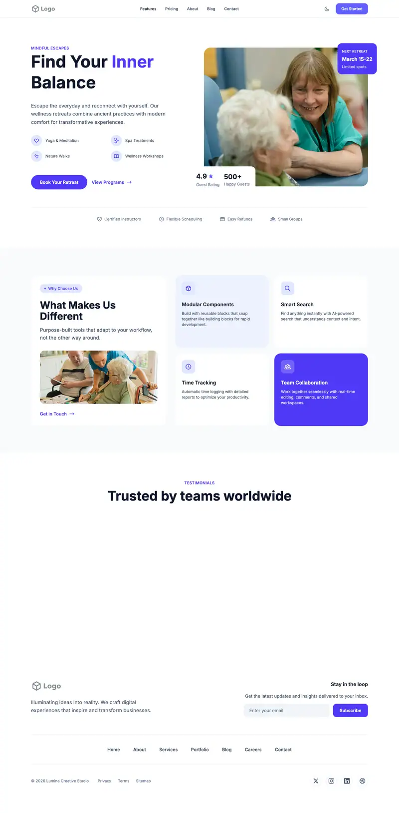 Assisted Living website template preview