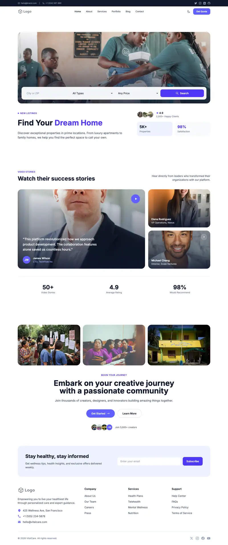 Continuing Care Community website template preview
