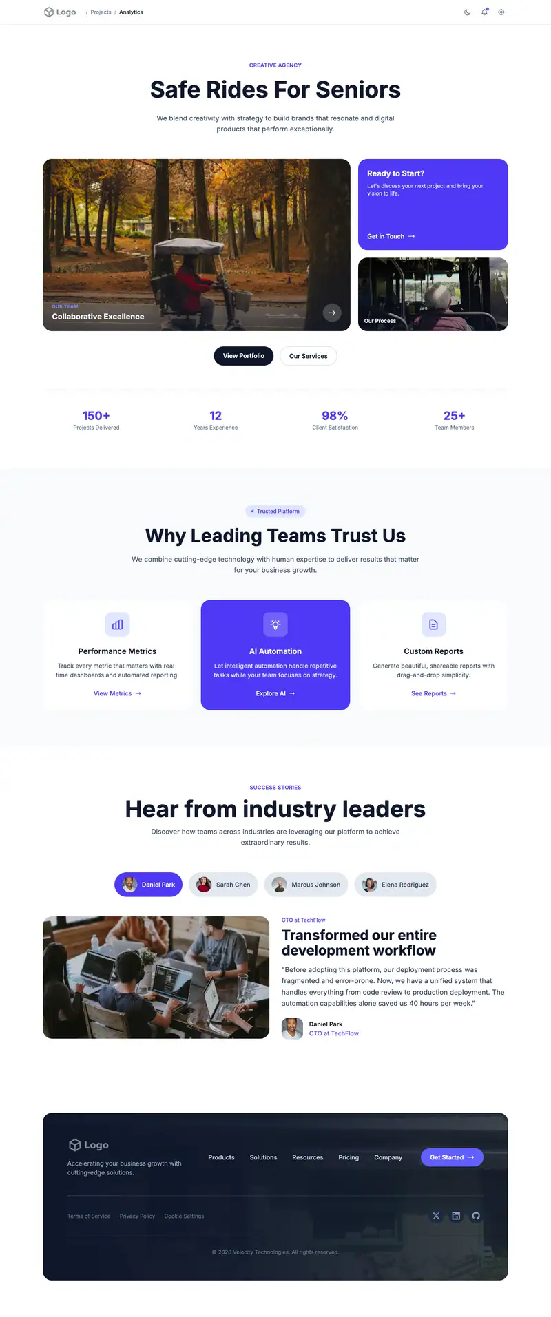 Senior Transportation website template preview