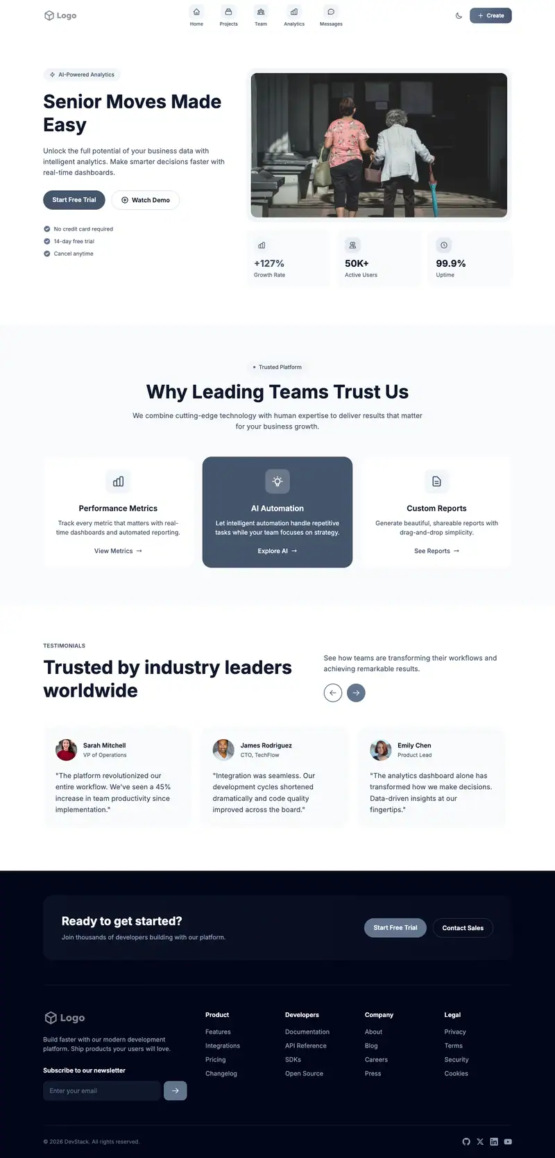 Senior Move Manager website template preview