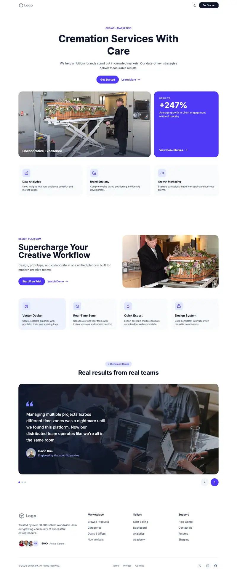 Cremation Service website template preview