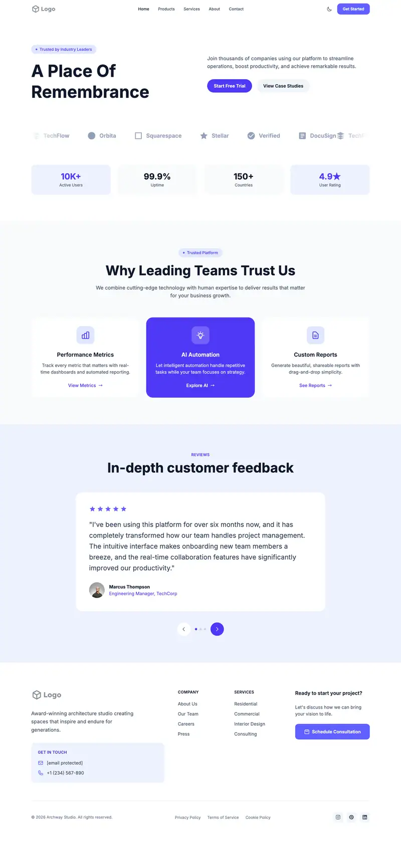 Cemetery website template preview