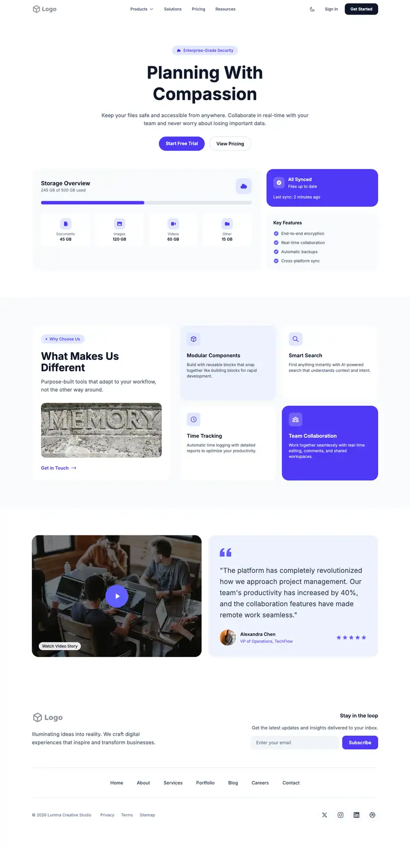 Memorial Planning website template preview