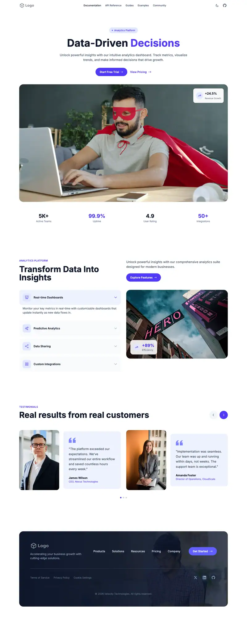 Hero Focused Conversion Page website template preview