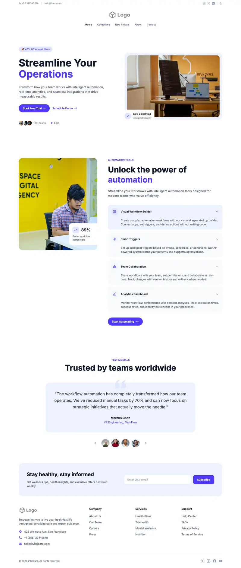Feature Rich Multi Section website template preview