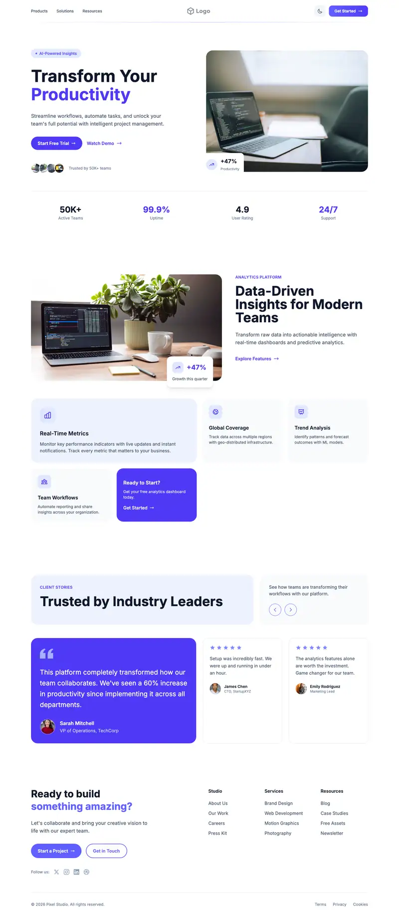 Dark Theme Modern website template preview