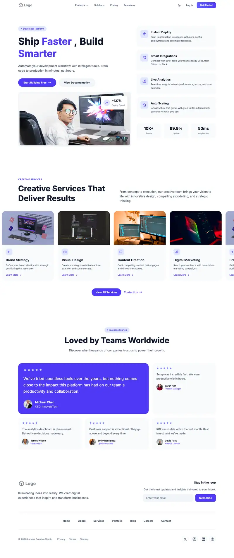 AI Image Generator website template preview