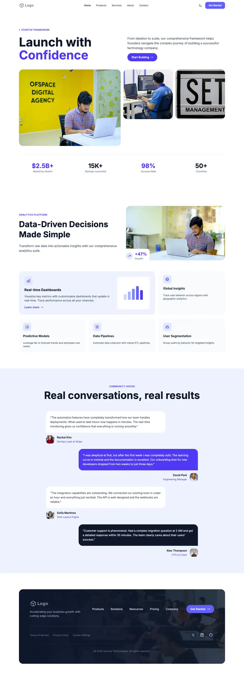Task Management App website template preview