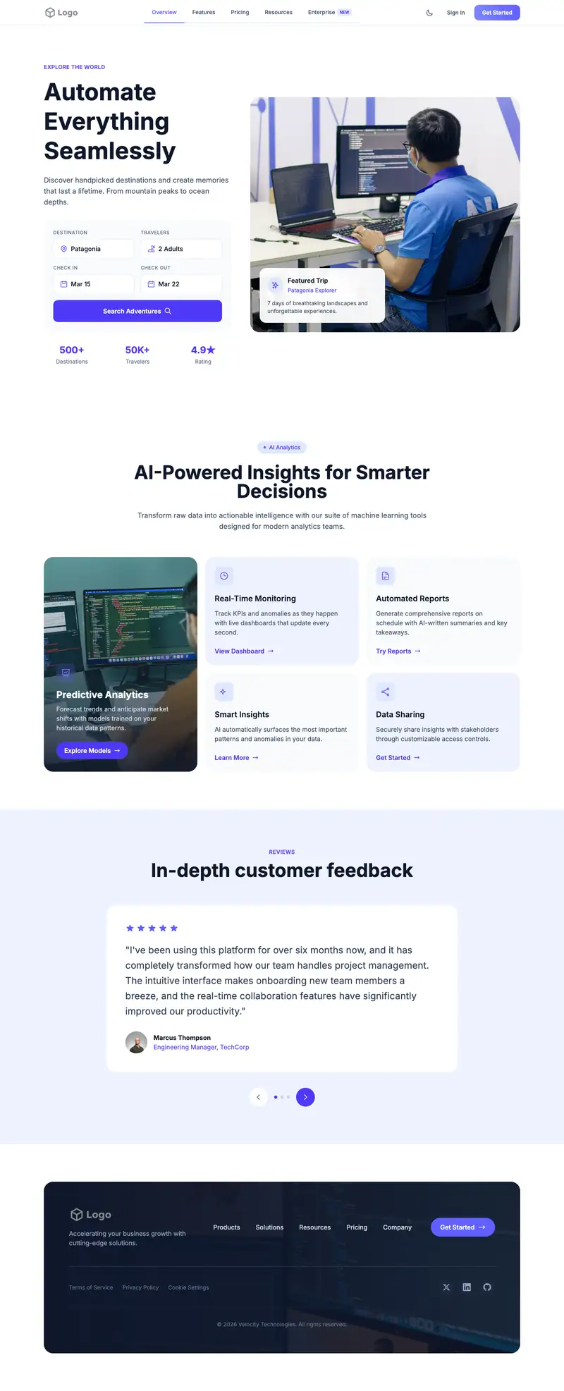 Workflow Automation website template preview