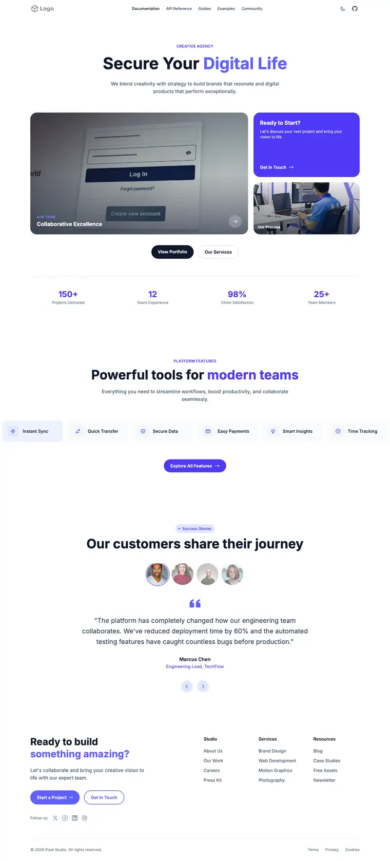 Password Manager website template preview