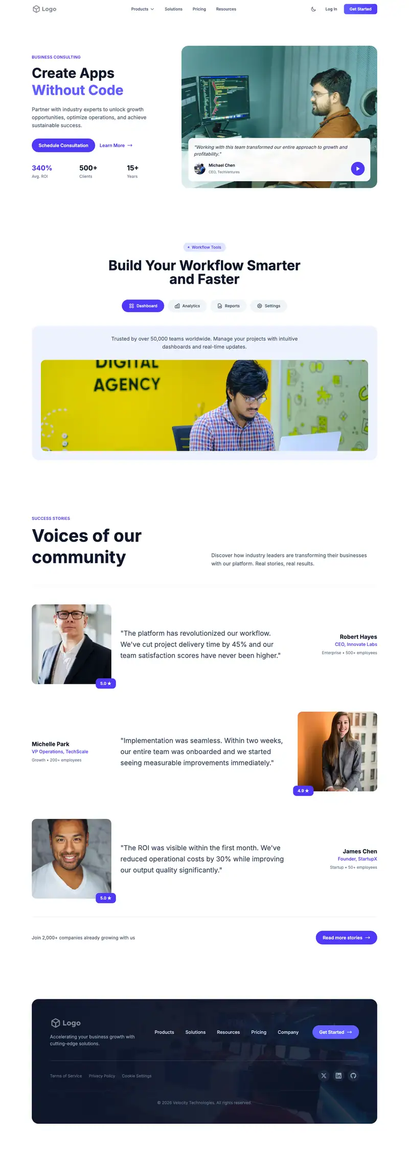 App Builder website template preview