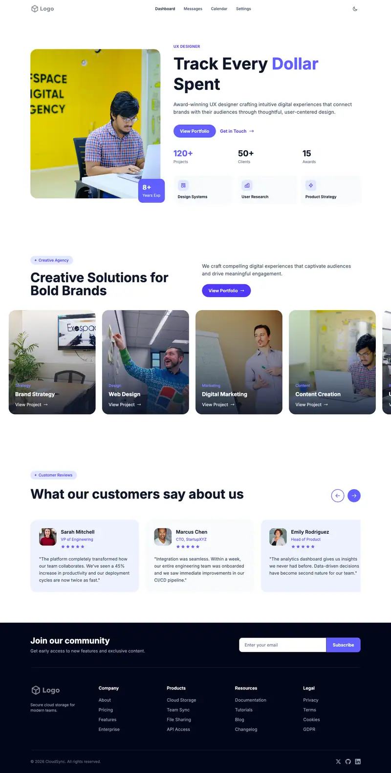 Expense Management website template preview