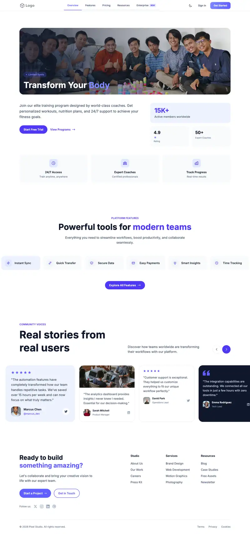 Prototyping Tool website template preview