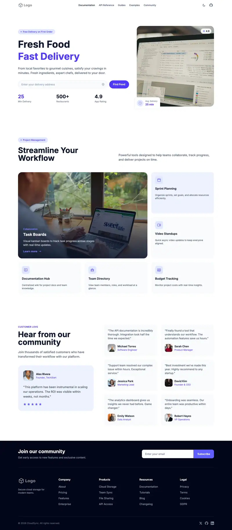 File Sharing Platform website template preview