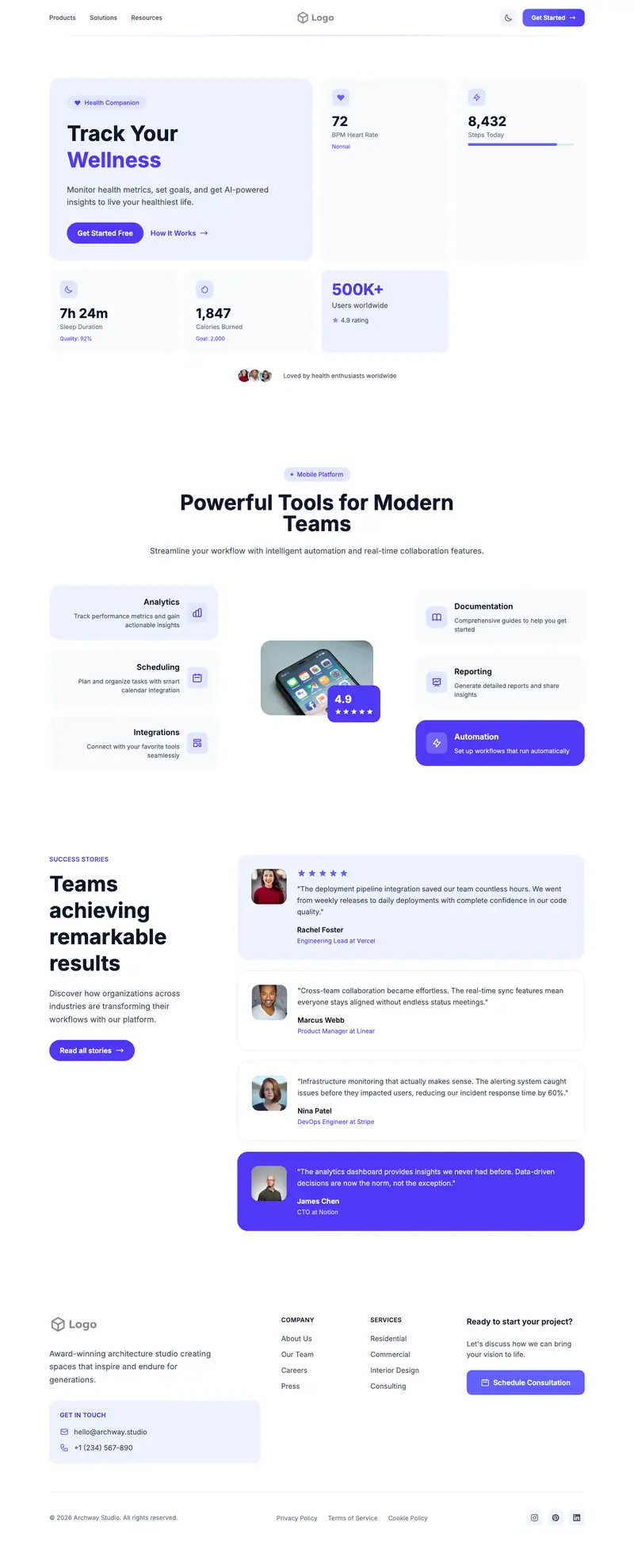 Play Store Landing website template preview