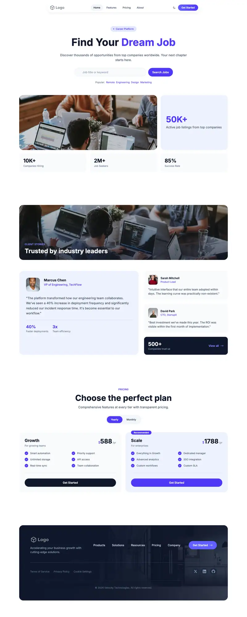Job Listing Platform website template preview