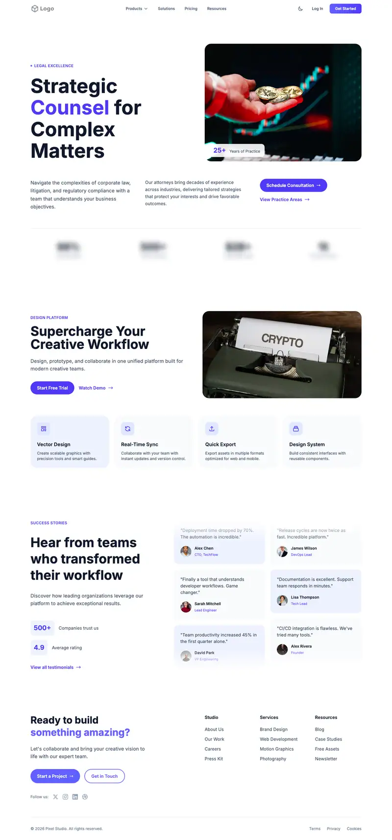 Crypto Trading Platform website template preview