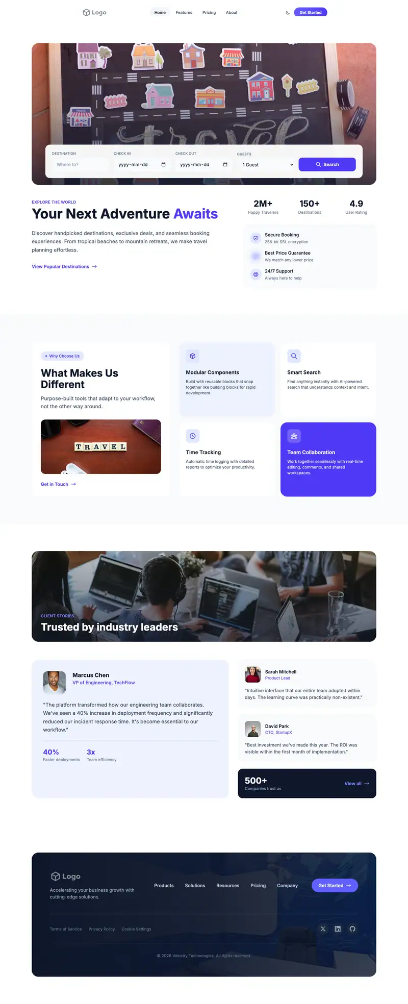 Travel Agency website template preview