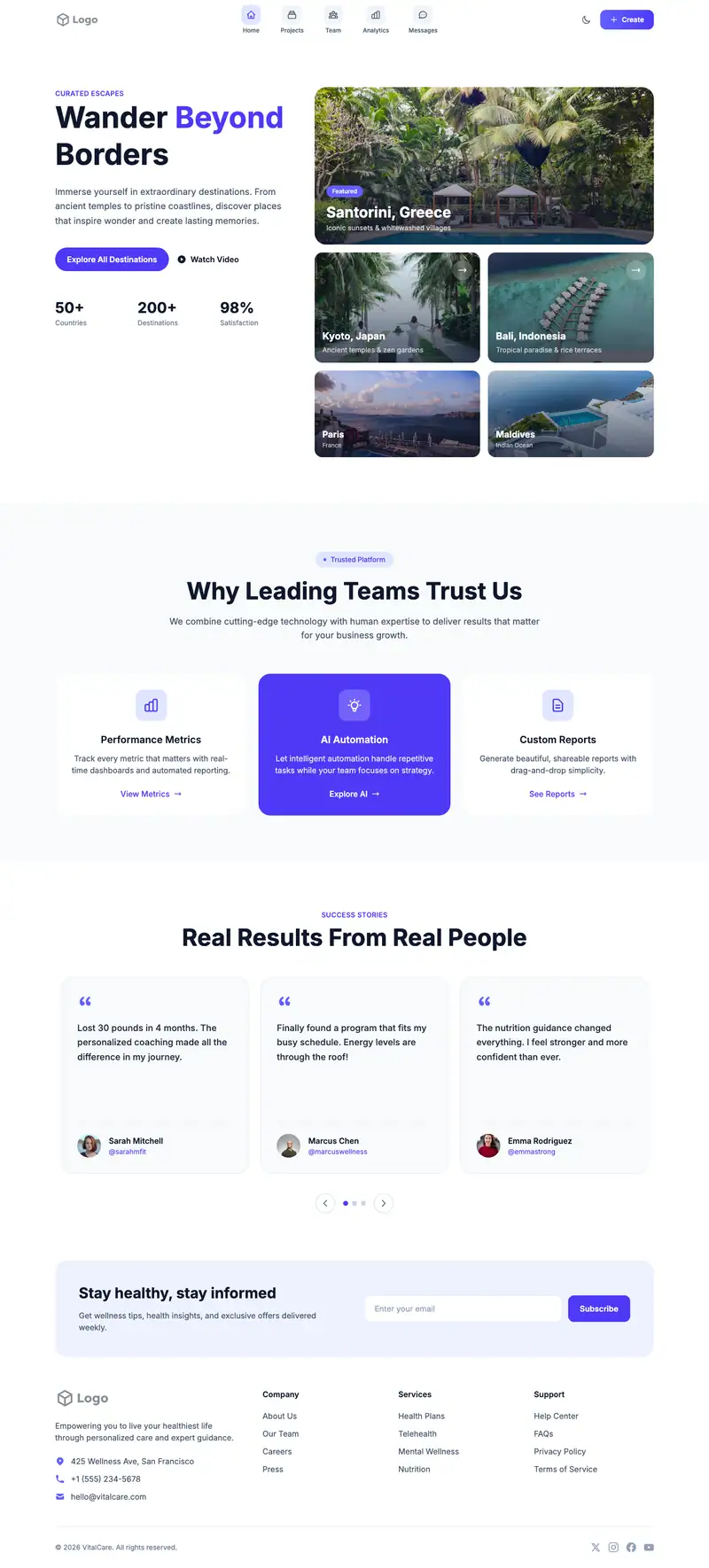 Luxury Travel Agency website template preview
