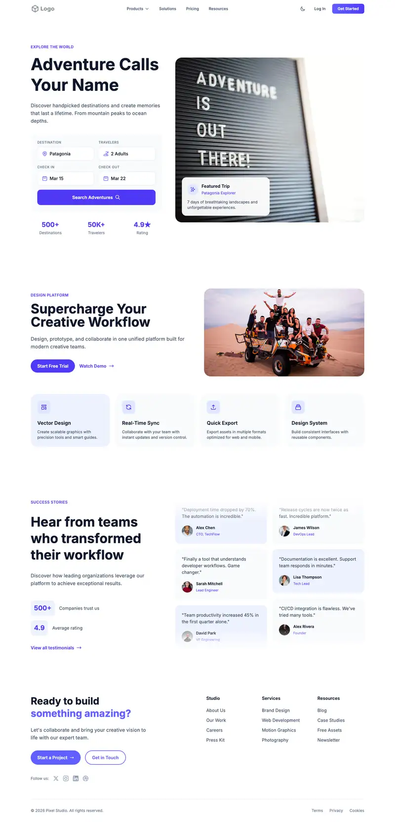 Adventure Travel website template preview