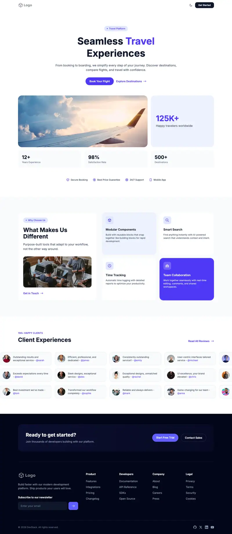 Corporate Travel website template preview