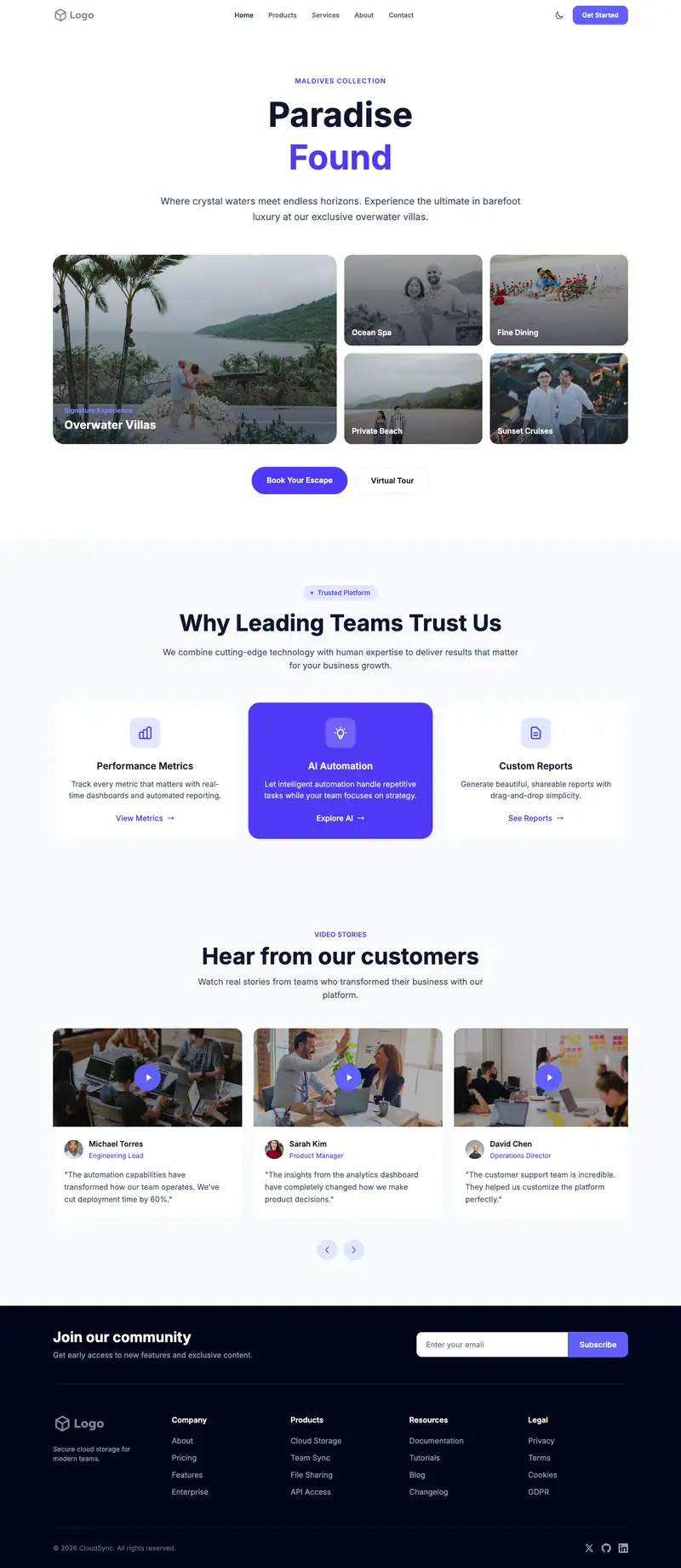 Honeymoon Planning website template preview