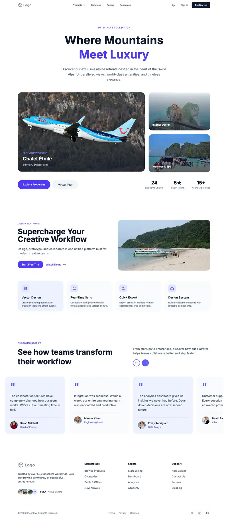 Tour Operator website template preview