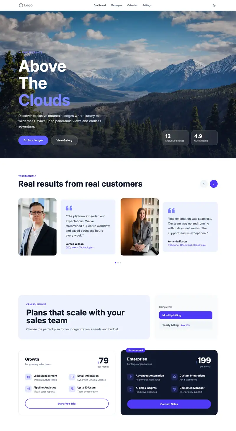 City Tour Company website template preview