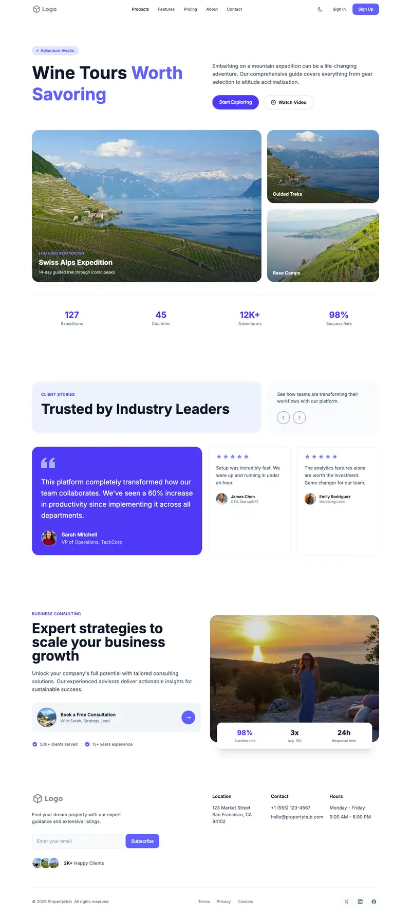 Wine Tour Operator website template preview