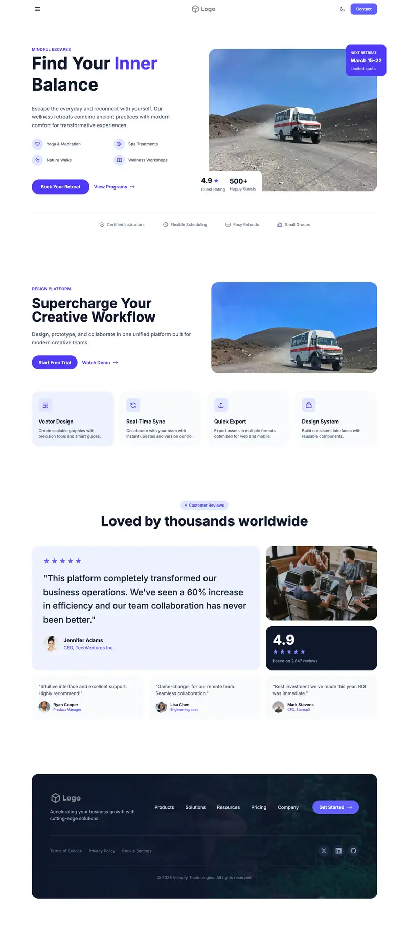 Adventure Tours website template preview