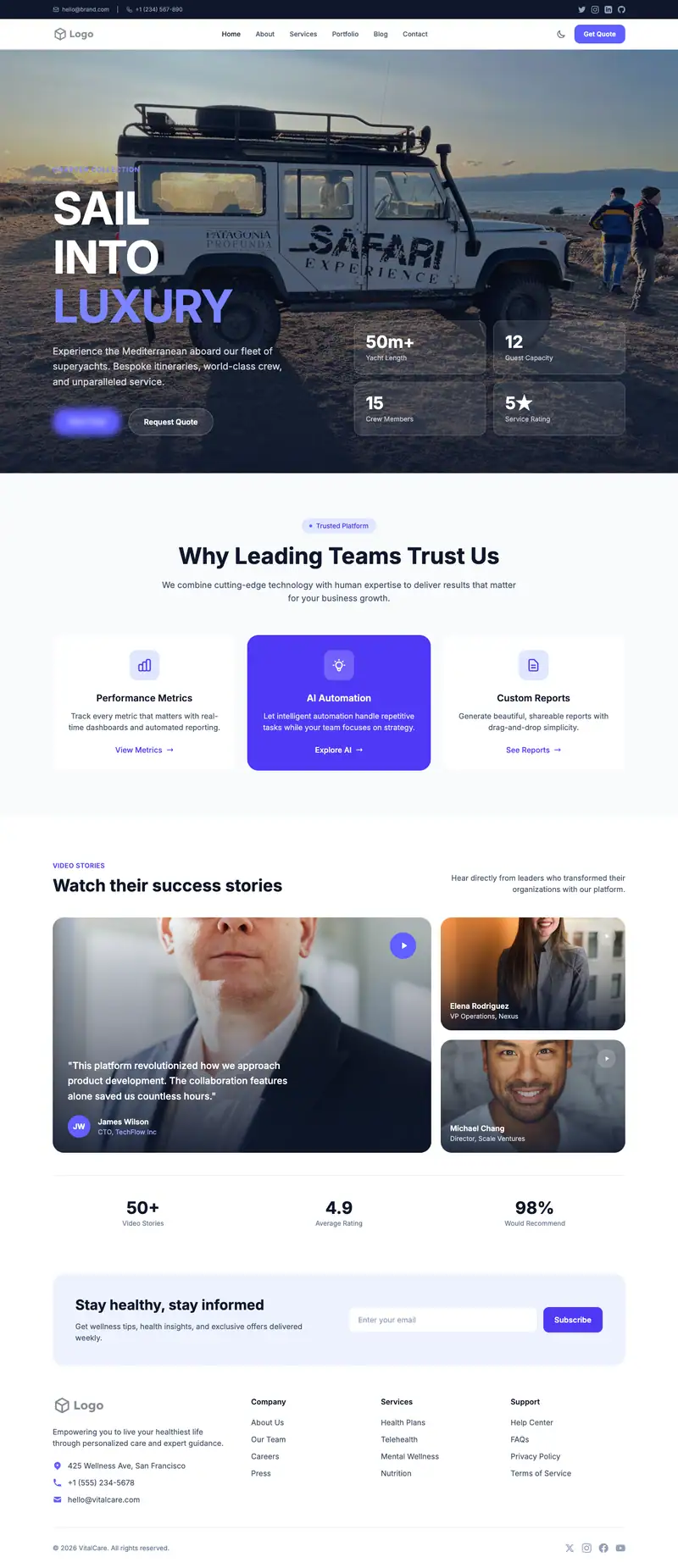 Safari Operator website template preview