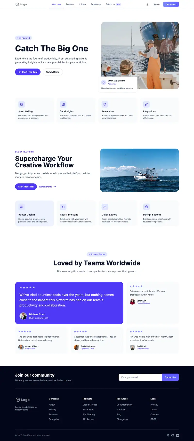 Fishing Charter website template preview