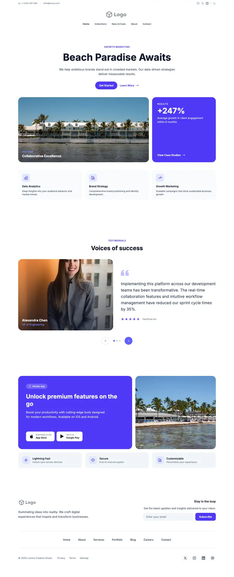 Beach Resort website template preview