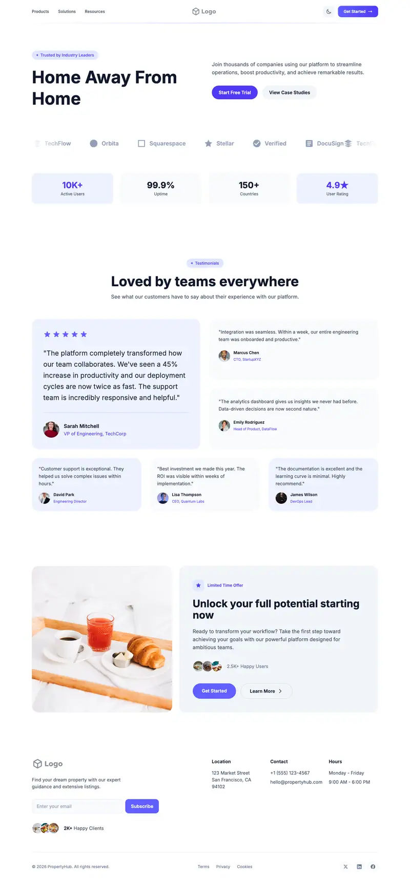 Bed and Breakfast website template preview