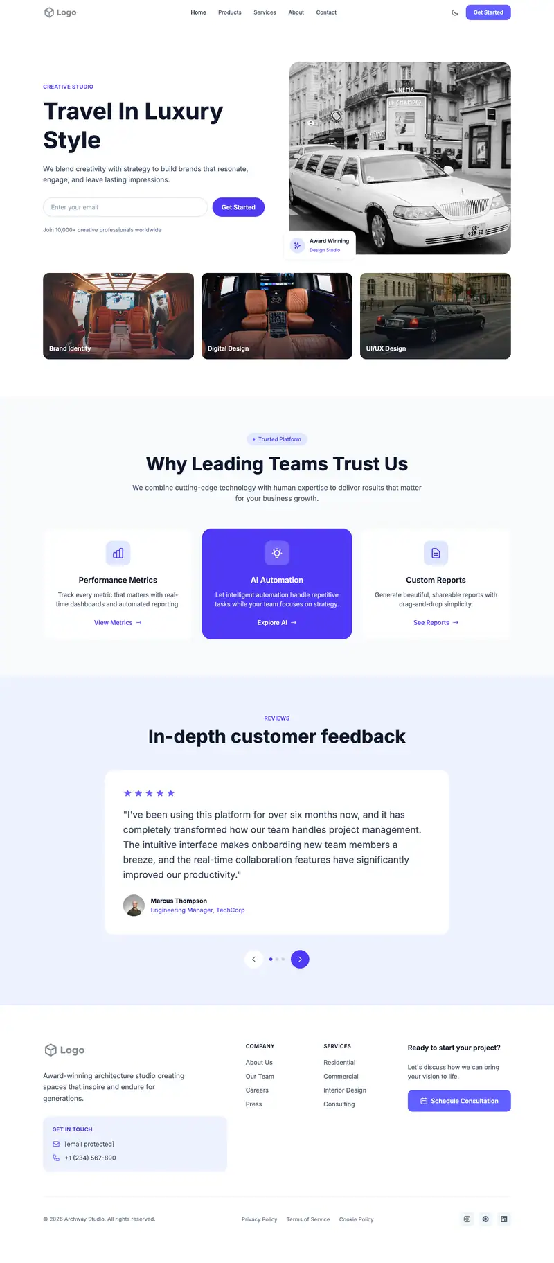 Limousine Service website template preview