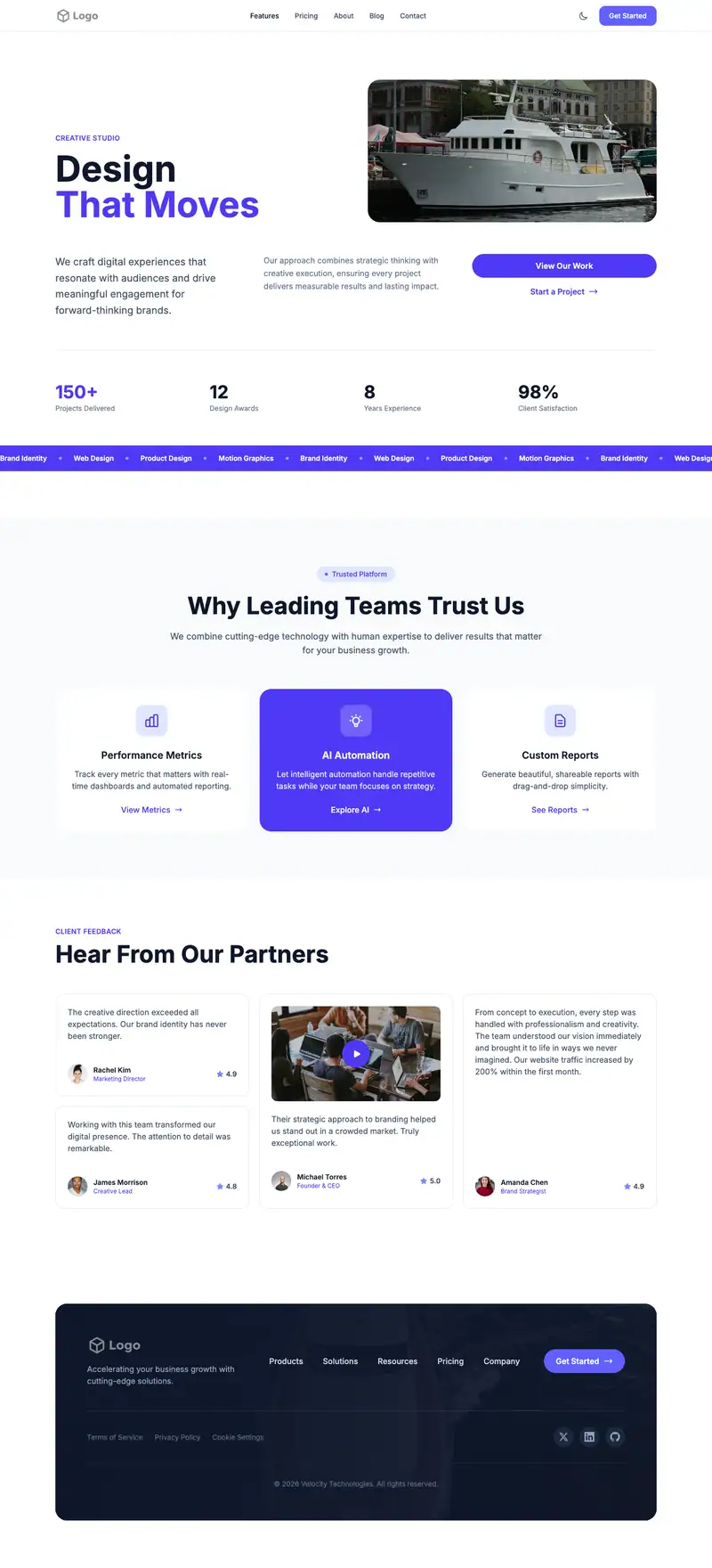 Boat Yacht Rental website template preview
